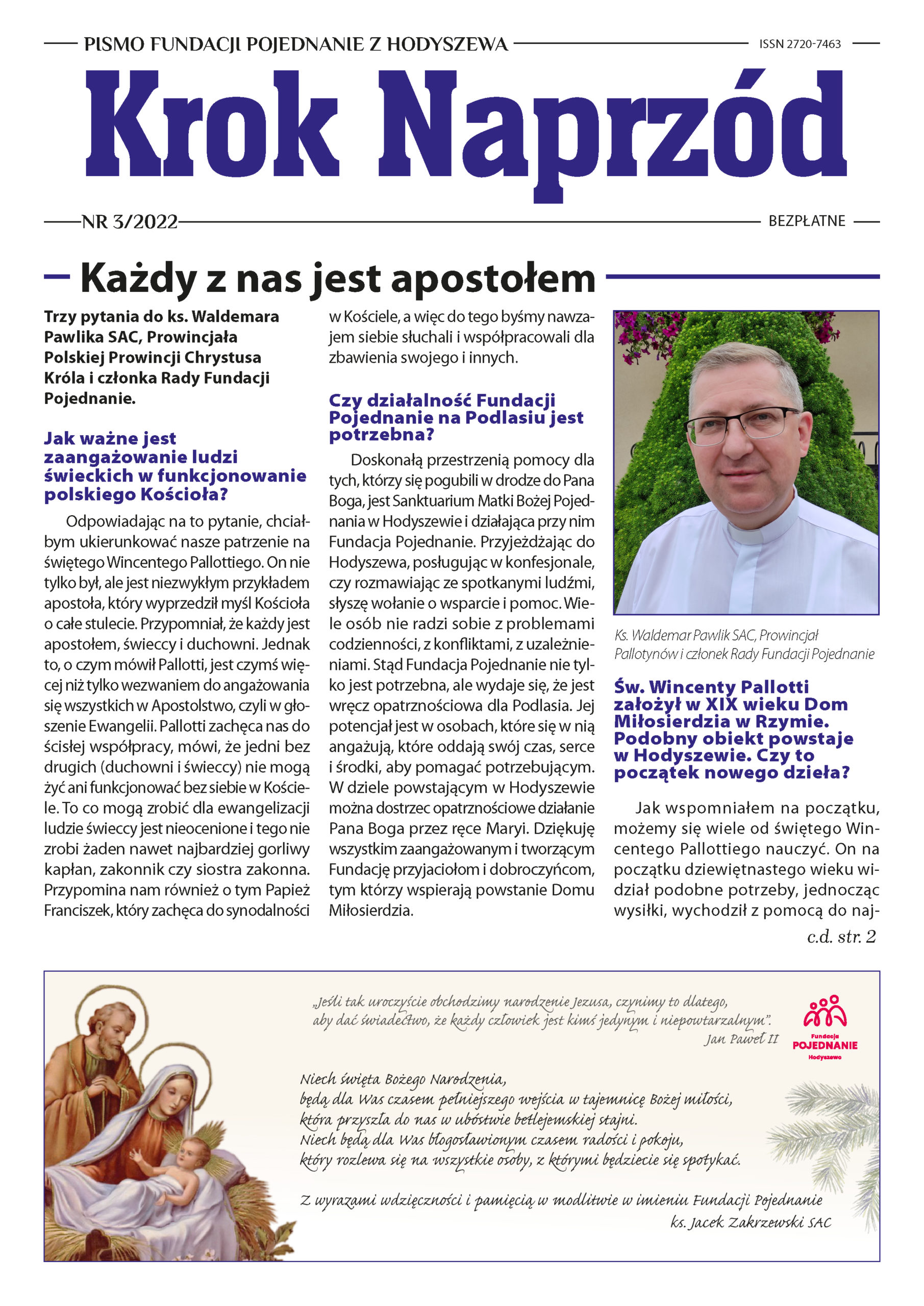 Okładka trzeciego numeru pisma „Krok Naprzód” z tytułem „Każdy z nas jest apostołem”.