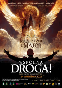 Plakat promujący Męskie Oblężenie Jasnej Góry, wydarzenie z hasłem „Wspólna Droga!”.